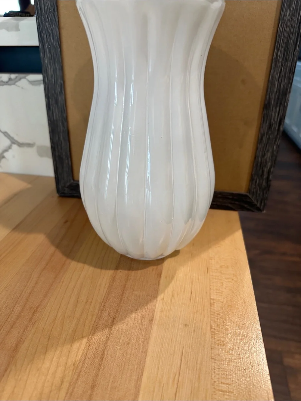 Elegant White Fluted Ceramic Vase - Home Accents